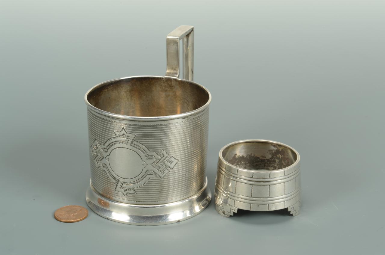 Lot 89: Russian Silver Cup and Salt