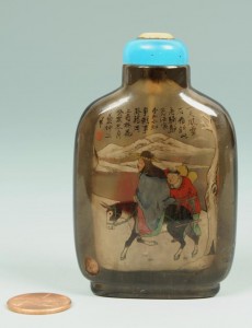 Lot 9: Chinese interior painted quartz snuff bottle