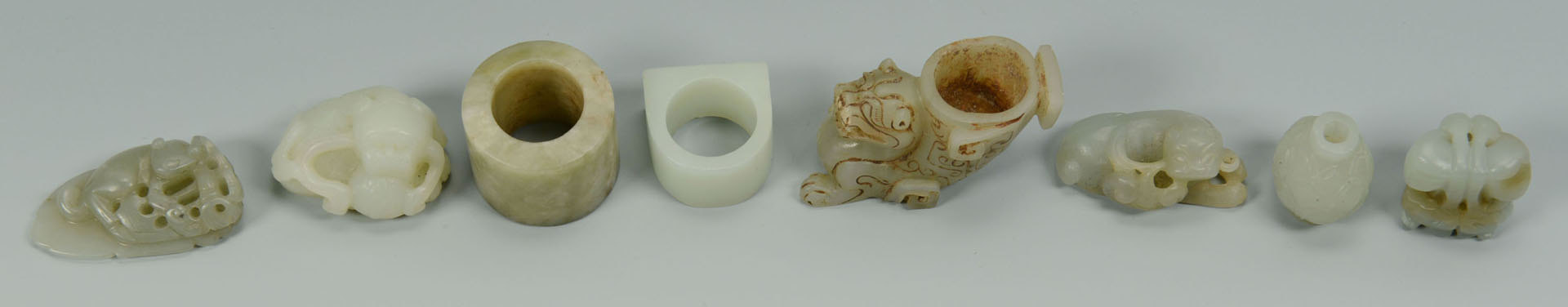 Lot 10: Grouping of 8 Carved Chinese Jade Articles