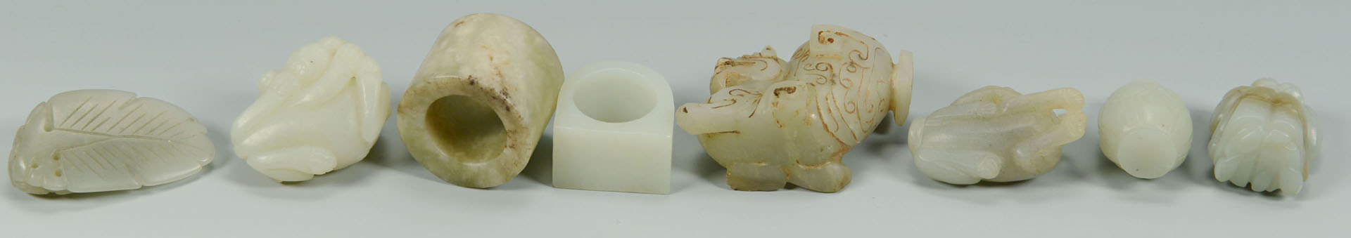 Lot 10: Grouping of 8 Carved Chinese Jade Articles