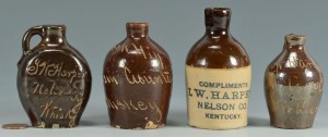Lot 118: 4 Miniature Nelson Co. Kentucky Whiskey jugs