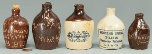 Lot 121: 5 Miniature Kentucky Whiskey Jugs inc. Old Contine