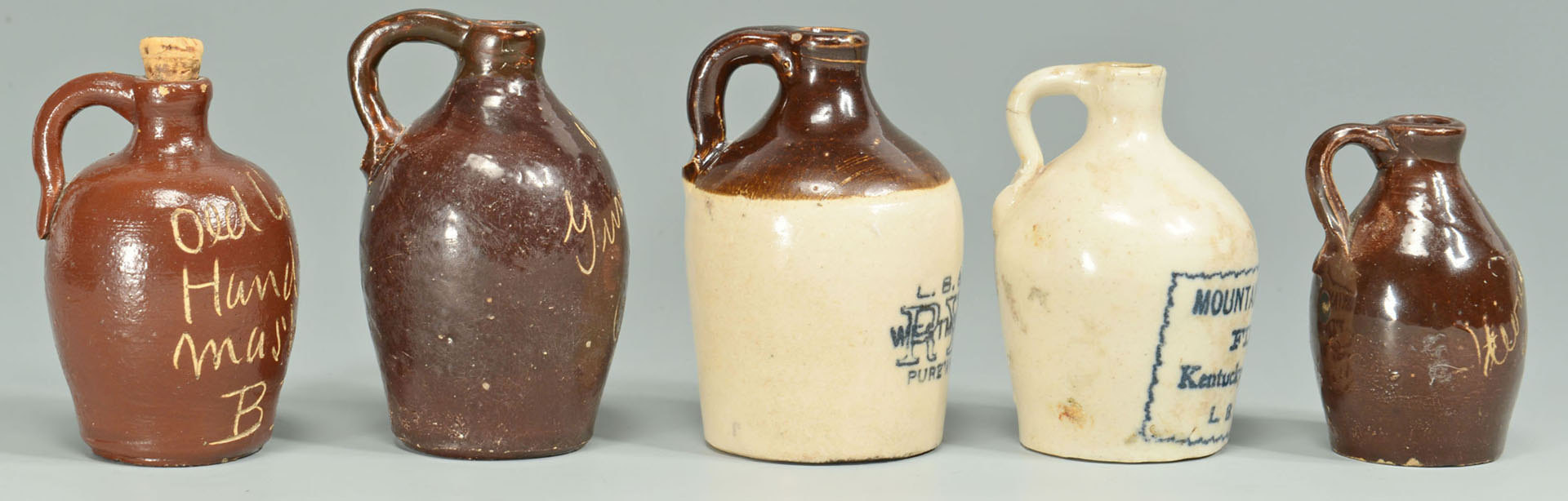 Lot 121: 5 Miniature Kentucky Whiskey Jugs inc. Old Contine
