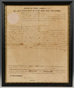 Lot 138: Sam Houston Signed Tennessee Land Grant