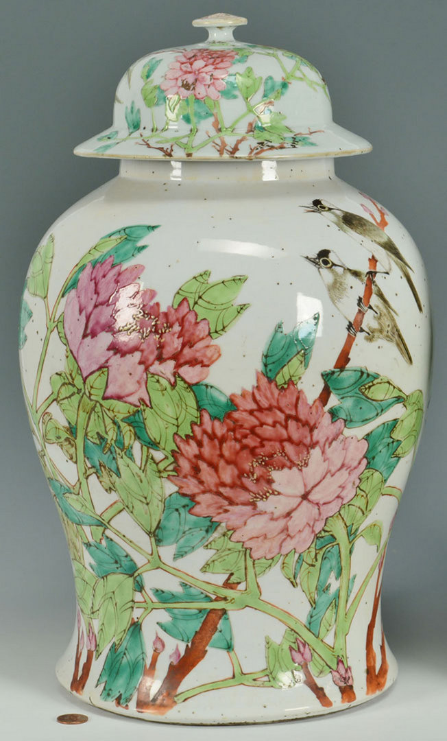 Lot 14: Pr. of Large Chinese Famille Rose Ginger Jars