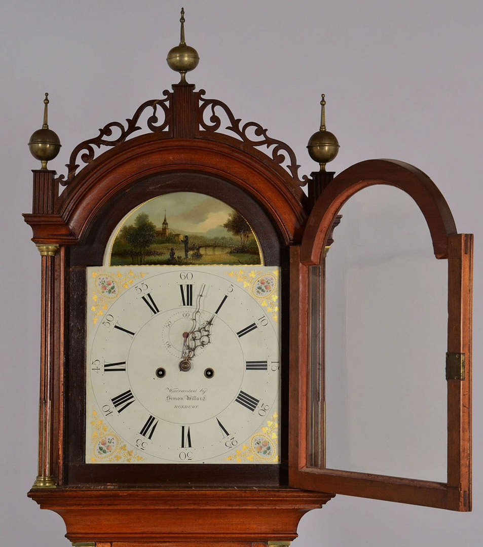 Lot 152: Simon Willard Labeled Tall Case Clock