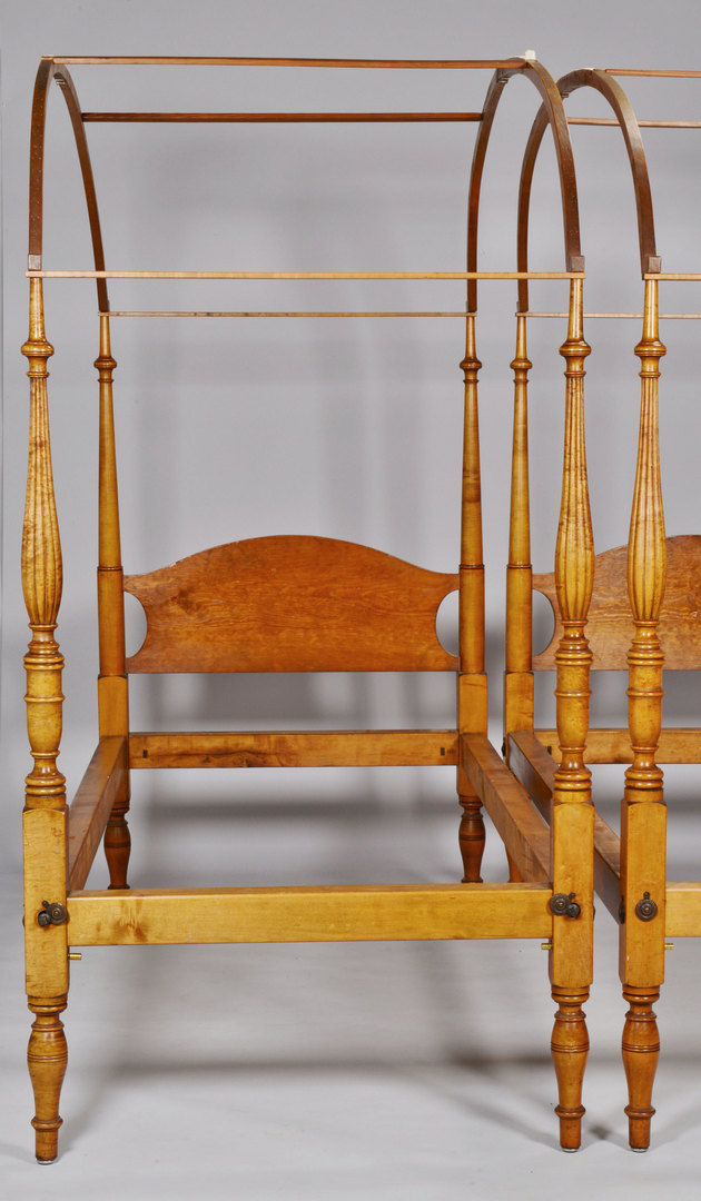 Lot 154: Pair Federal Tiger maple canopy beds