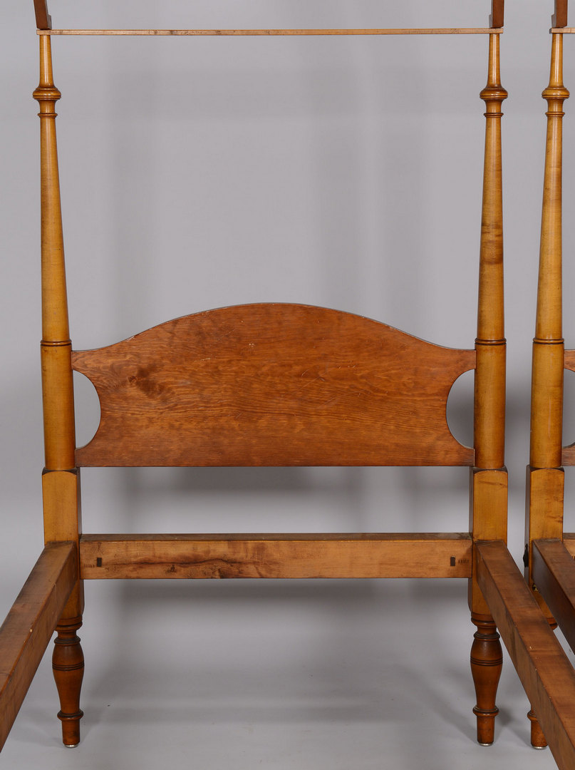Lot 154: Pair Federal Tiger maple canopy beds