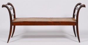 Lot 158: Empire Classical Caned Bench or Daybed w/ bird hea