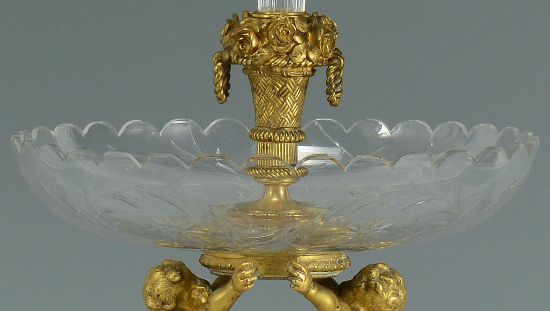 Lot 165: Baccarat Crystal & Gilt Bronze Figural Epergne