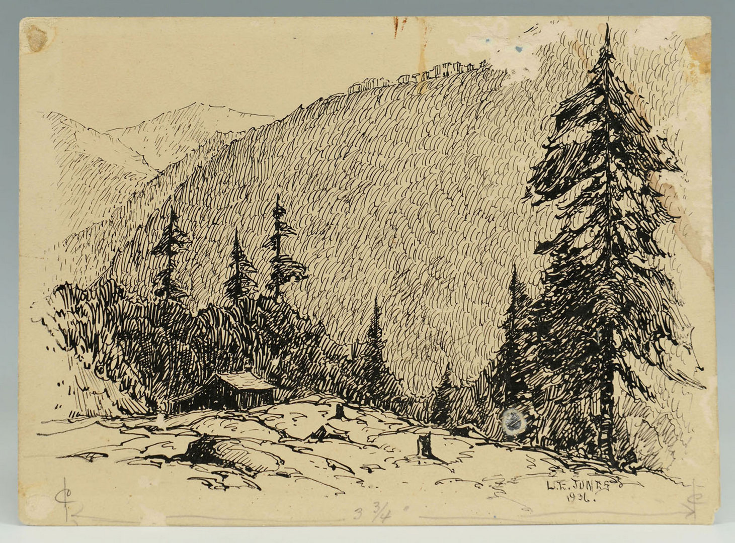 Lot 176: Two Louis Jones ink drawings of mountain scenes