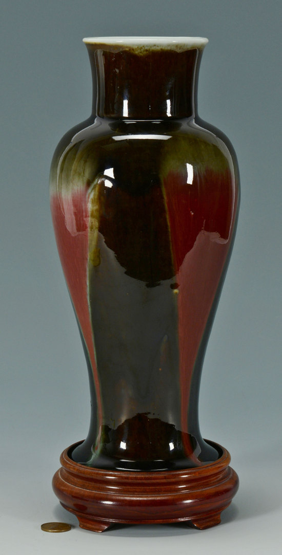 Lot 20: Chinese Flambe Vase w/ hardwood stand