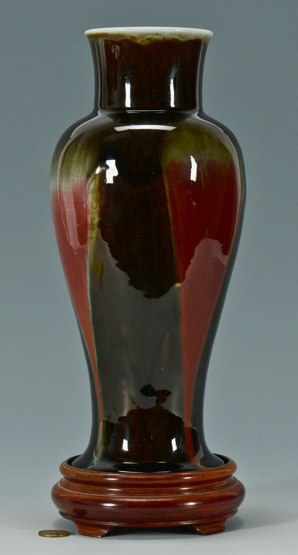 Lot 20: Chinese Flambe Vase w/ hardwood stand