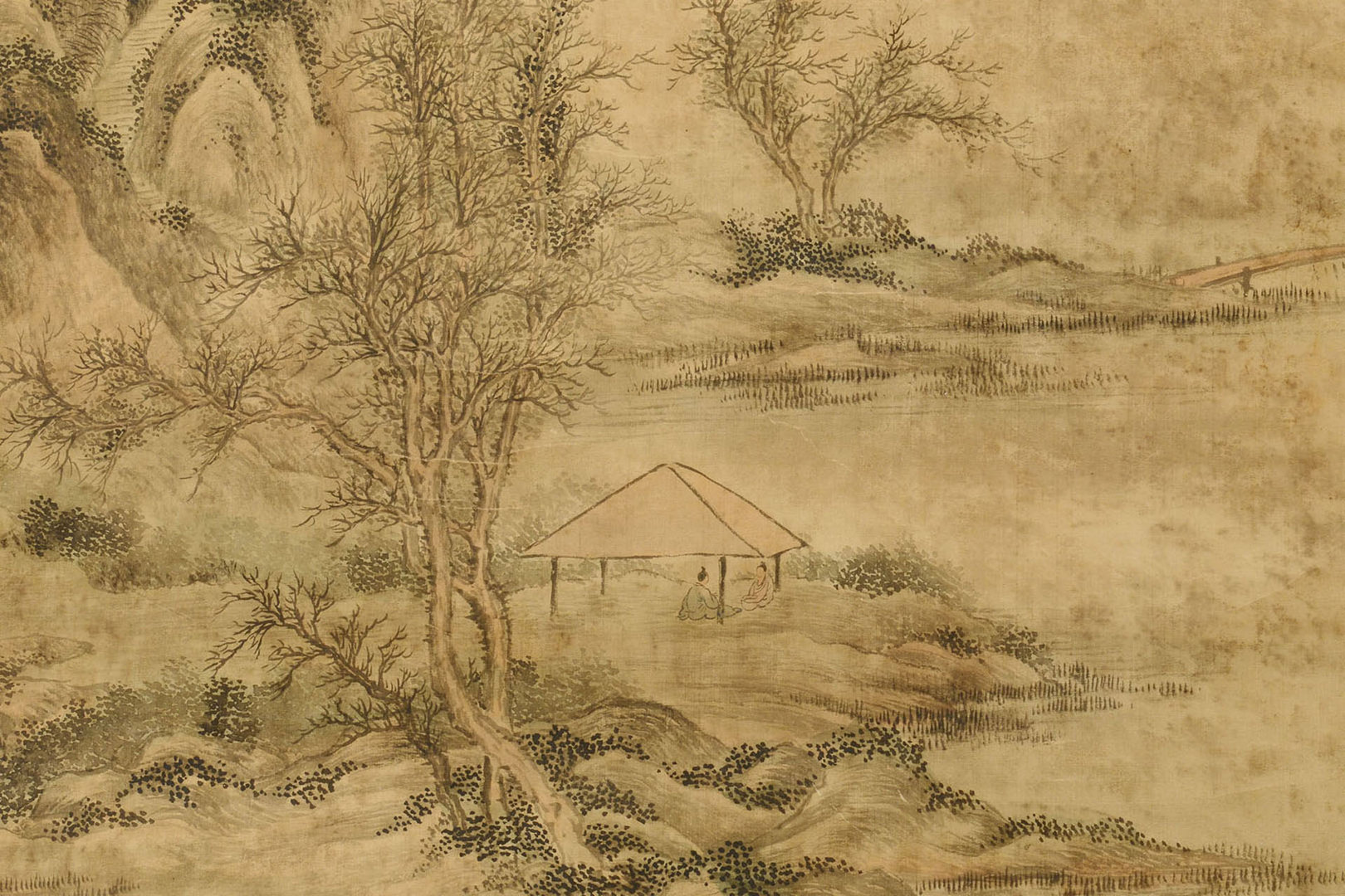 Lot 212: Chinese Watercolor Mountain Landscape Scroll