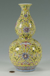 Lot 229: Chinese Famille Rose Double Gourd Vase