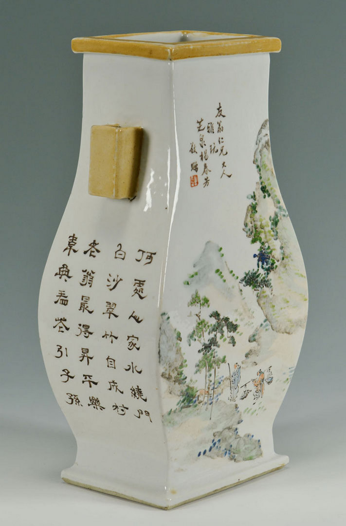 Lot 23: Chinese Famille Rose Handled Vase