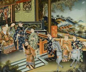 Lot 24: Chinese Palace Scene Reverse Painting on Glass