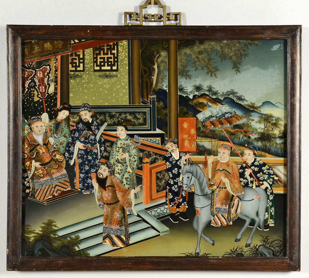 Lot 24: Chinese Palace Scene Reverse Painting on Glass