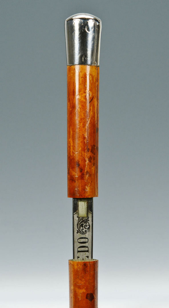 Lot 265: Toledo Sword Cane w/ Marked English Silver Top