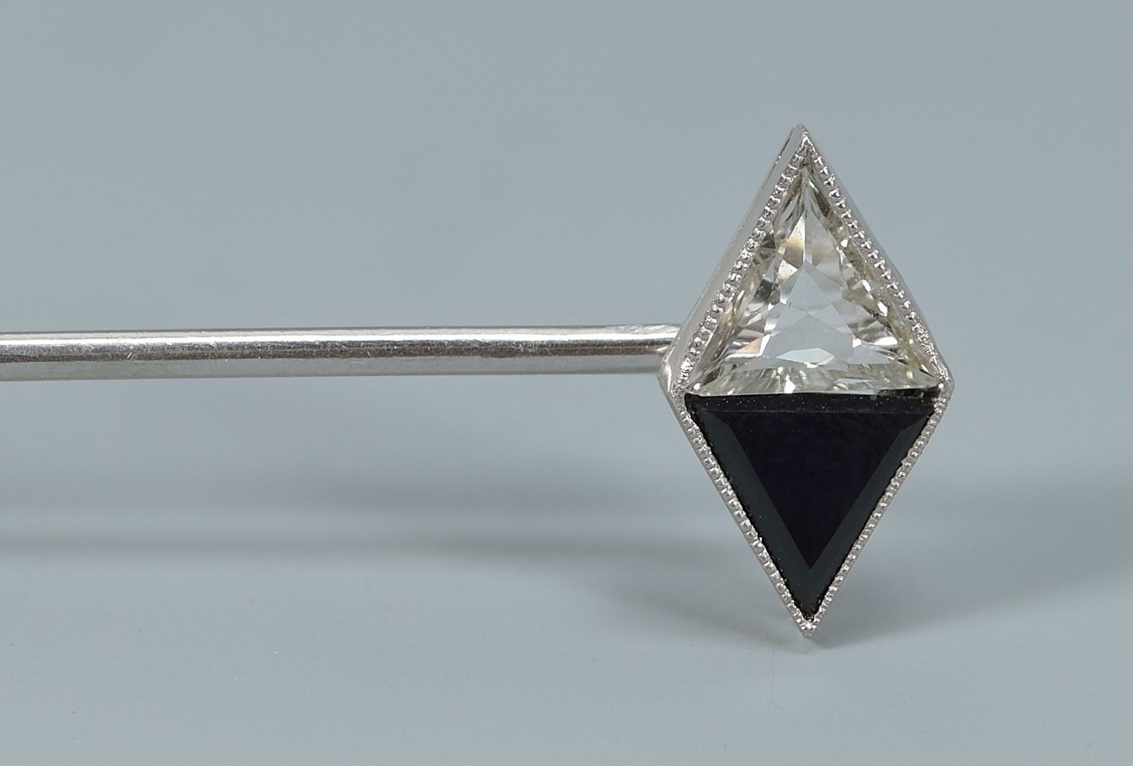 Lot 289: Art Deco Platinum Diamond & Onyx Stick Pin