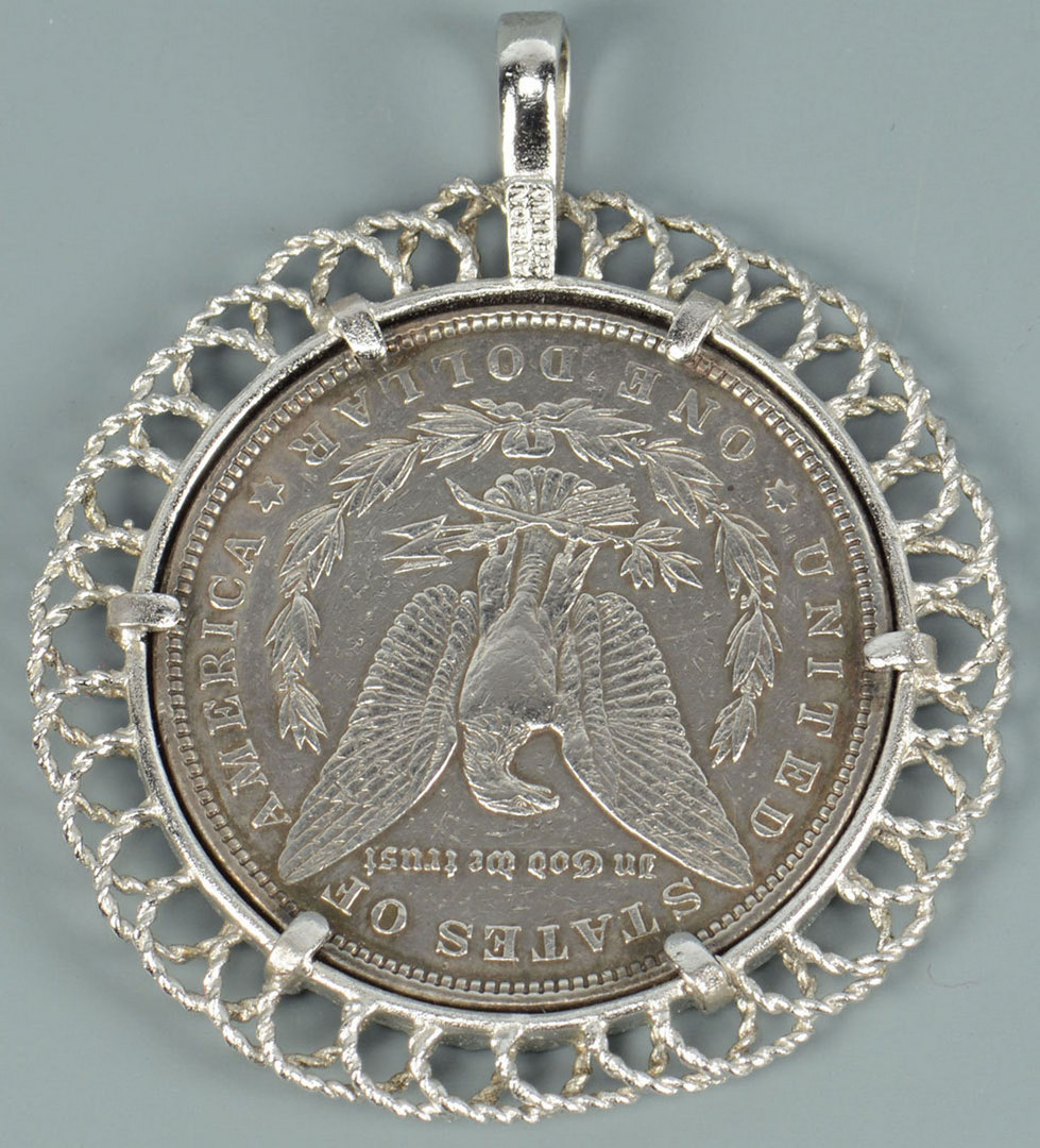 Lot 292: 2 coin pendants: Gold Liberty $5 & Morgan dollar