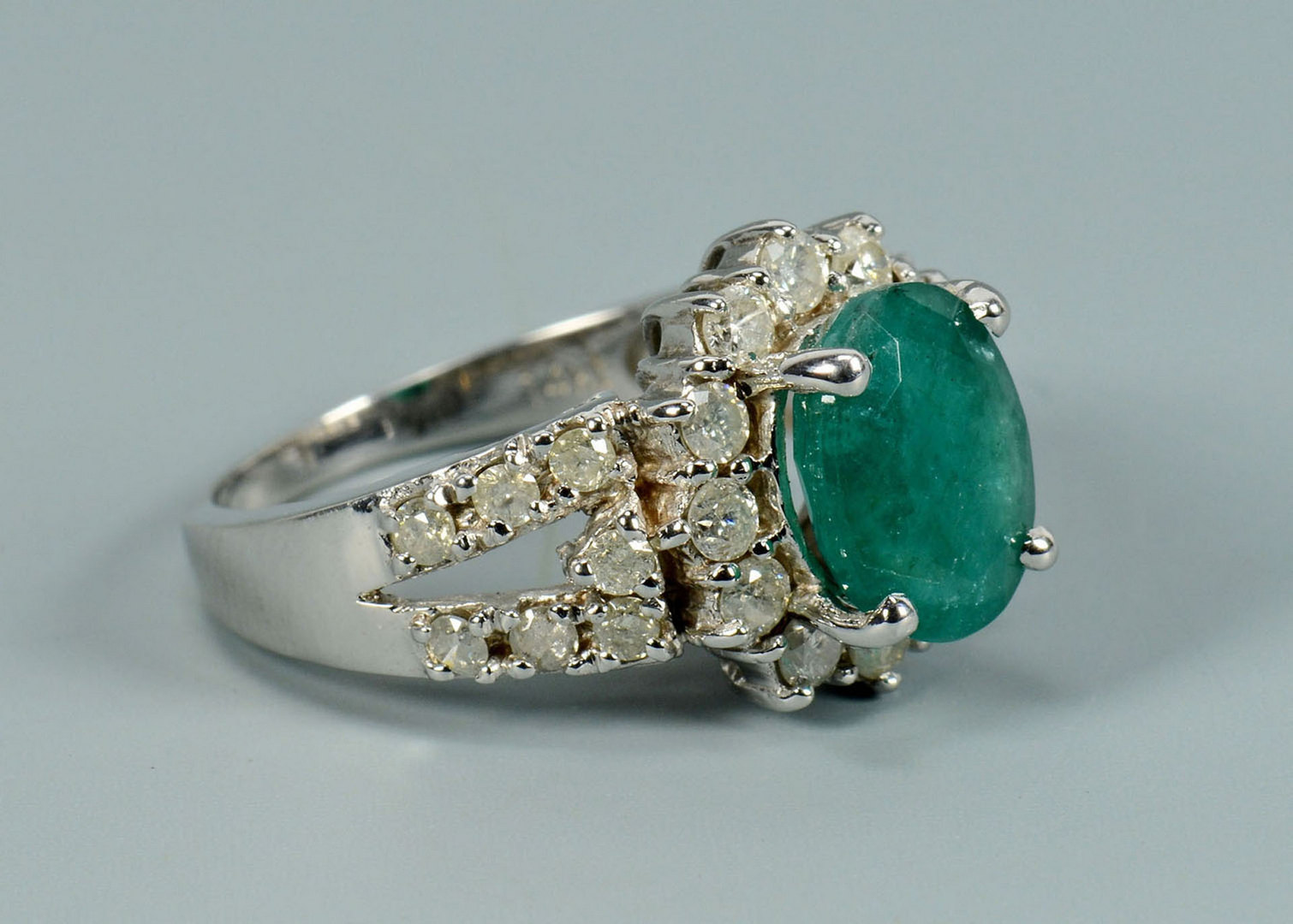 Lot 295: 14k Emerald and Diamond Ring