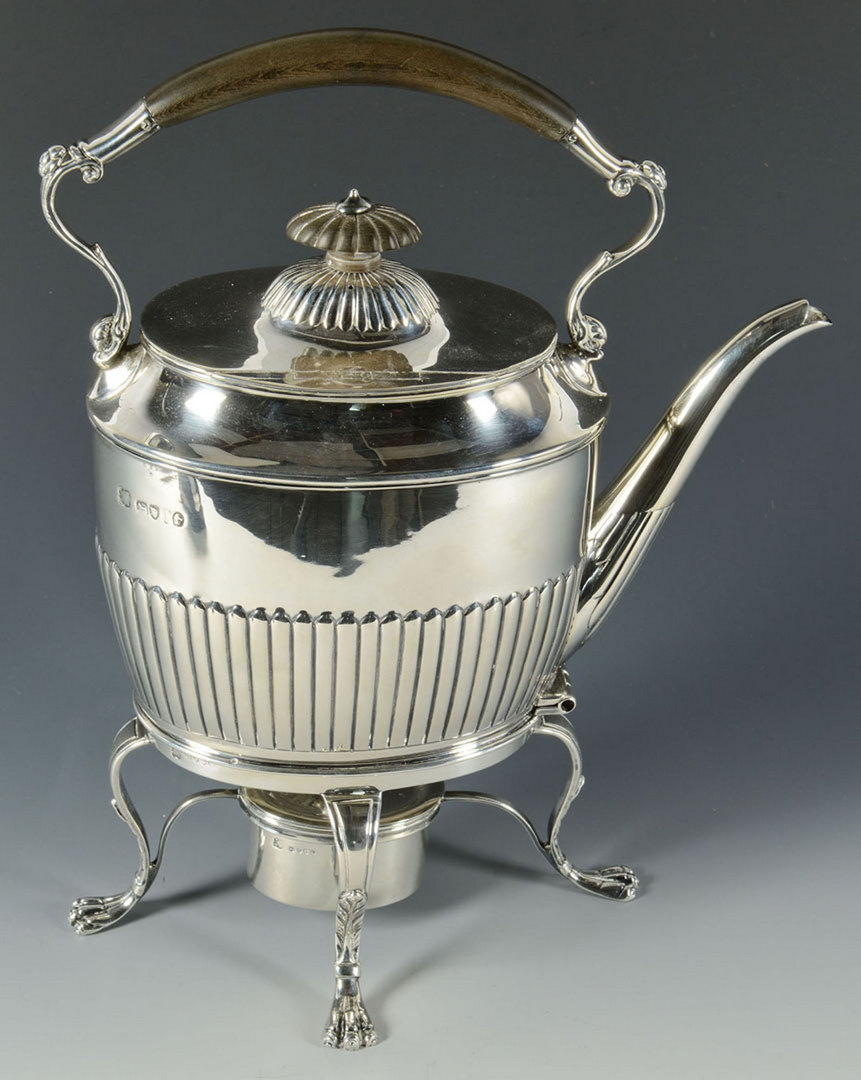 Lot 298: Victorian Sterling Kettle on Stand