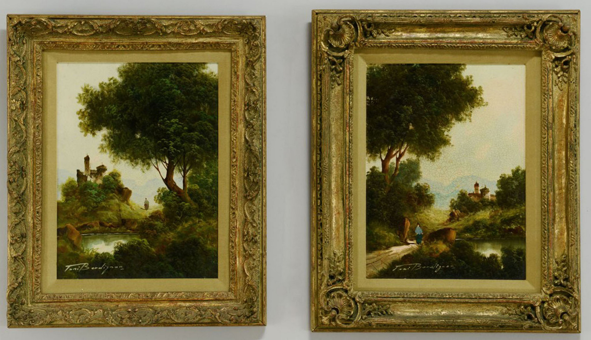 Lot 354: Pair of Toni Bordignon Oil on Canvas Landscapes