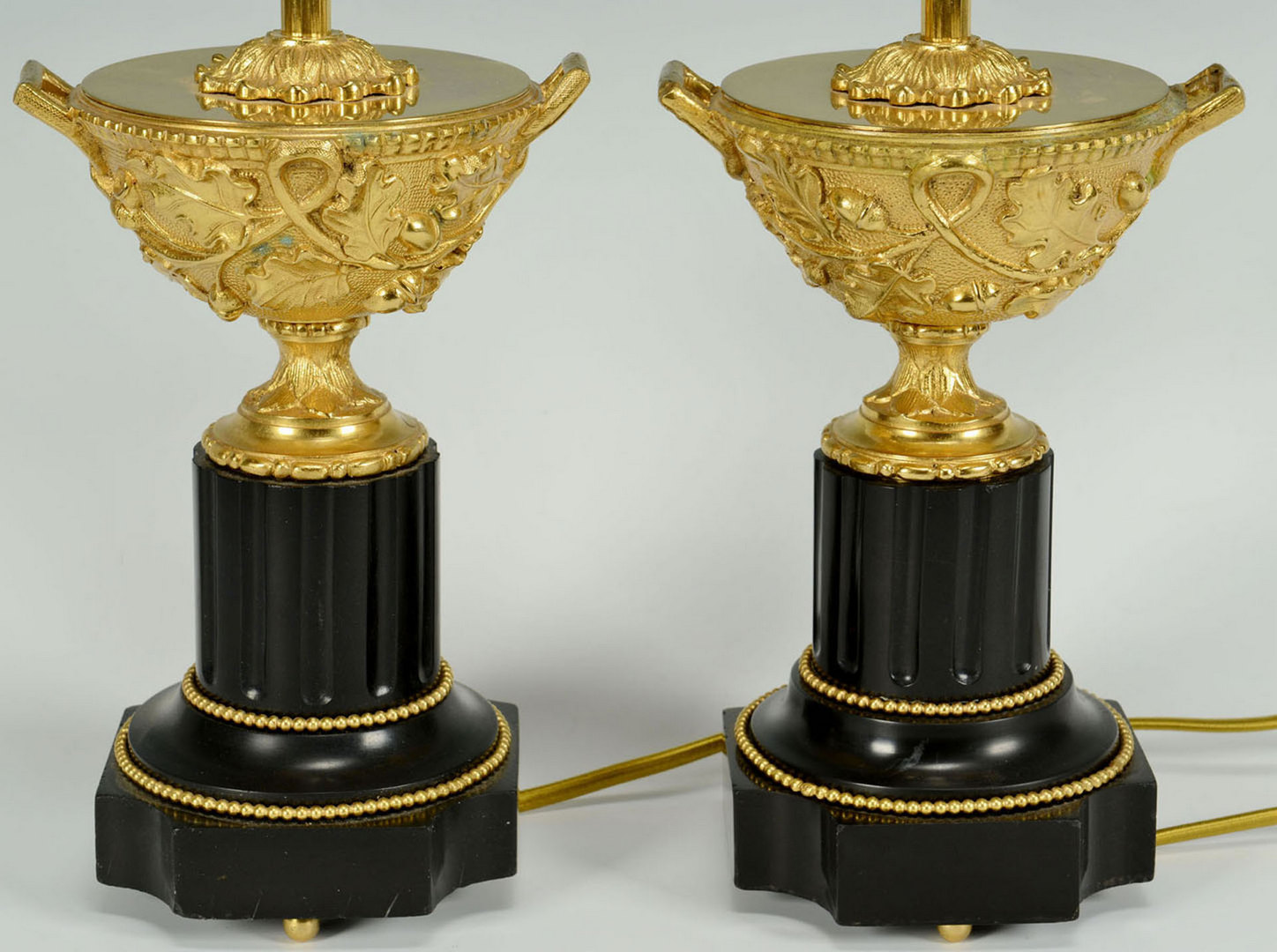 Lot 383: Grouping of 3 Gilt & Onyx Table Lamps