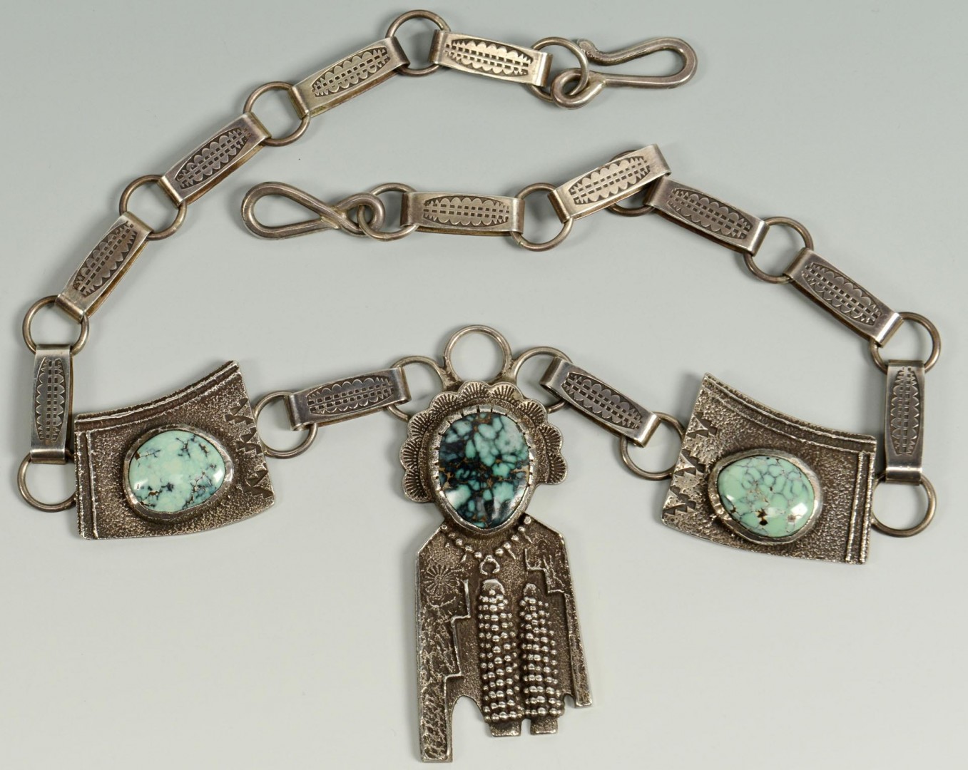 Lot 385: Anthony Lovato Santo Domingo silver necklace and p