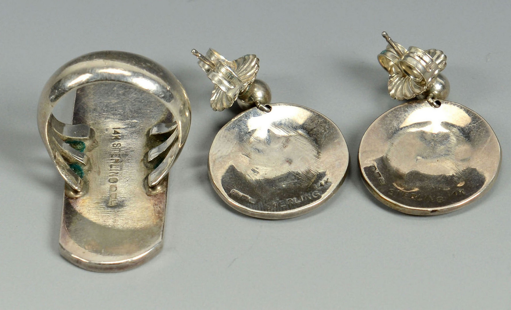 Lot 389: Coriz S. Domingo Silver Necklace, earrings, ring