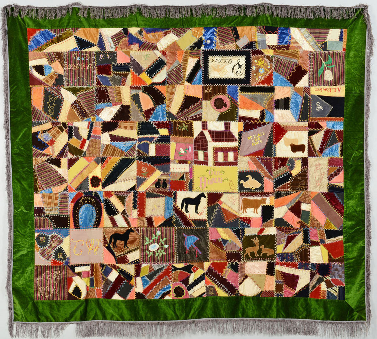 Lot 409: TN Crazy Quilt with House and Animals | Case Auctions