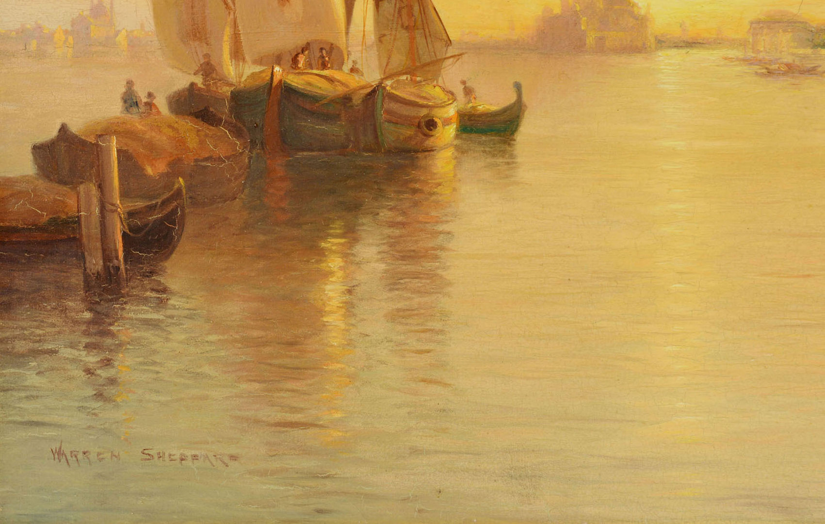 Lot 40: Warren Sheppard Oil on Canvas, Venice Grand Canal