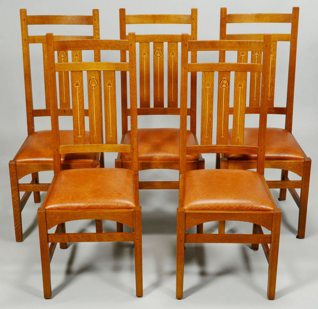 Lot 434: Five (5) Harvey Ellis Stickley Side Chairs, Contem