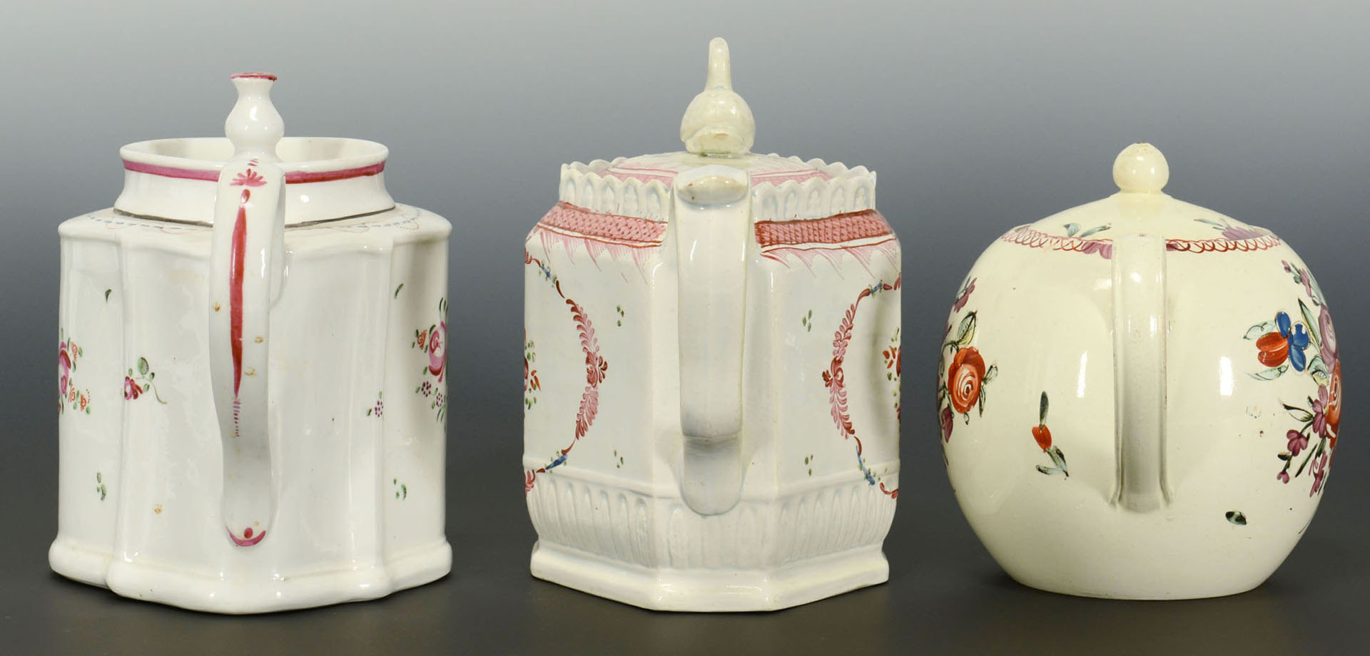 Lot 462: 3 English teapots including pearlware, creamware