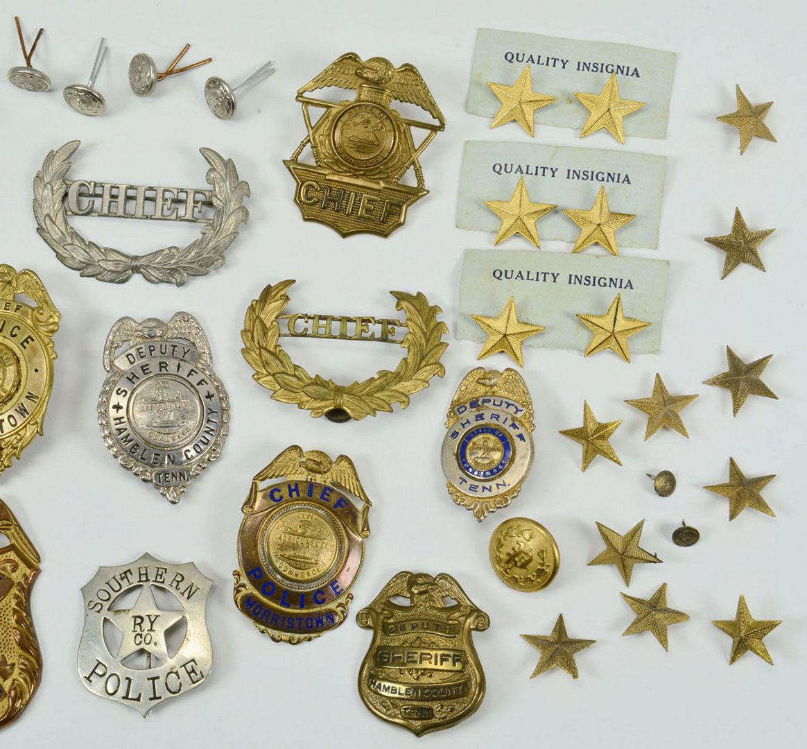 Lot 529: Group of Policemen Badges and Accoutrements