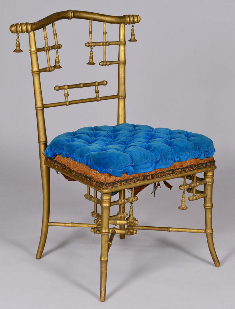 Lot 52: Gold Gilt Faux Bamboo Chair attributed to Herter