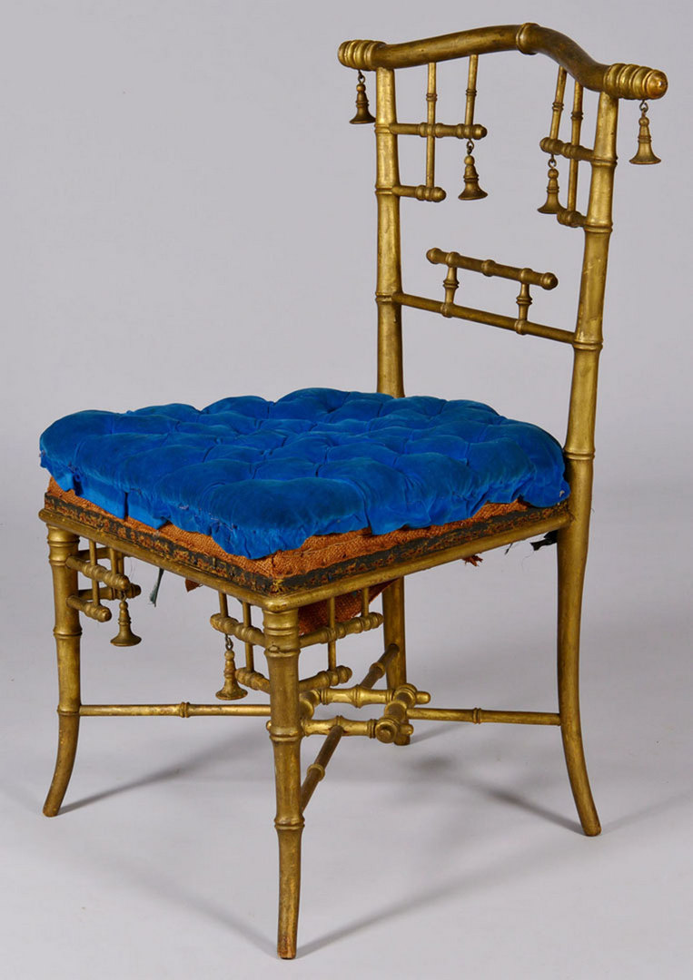 Lot 52: Gold Gilt Faux Bamboo Chair attributed to Herter