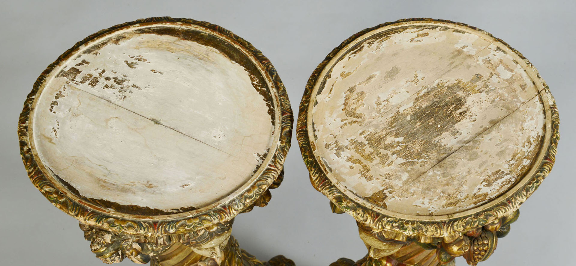 Lot 54: Baroque style carved and polychromed pedestals