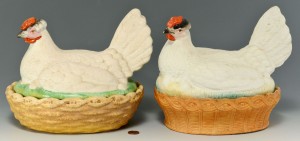 Lot 558: Two Staffordshire Hens on Nests
