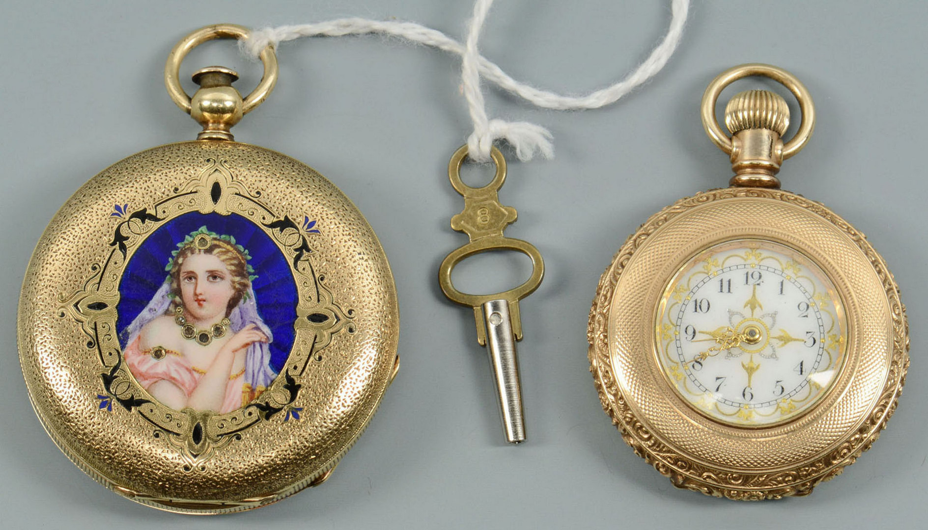 Lot 59: Two ladies 14k pocket watches incl Locle