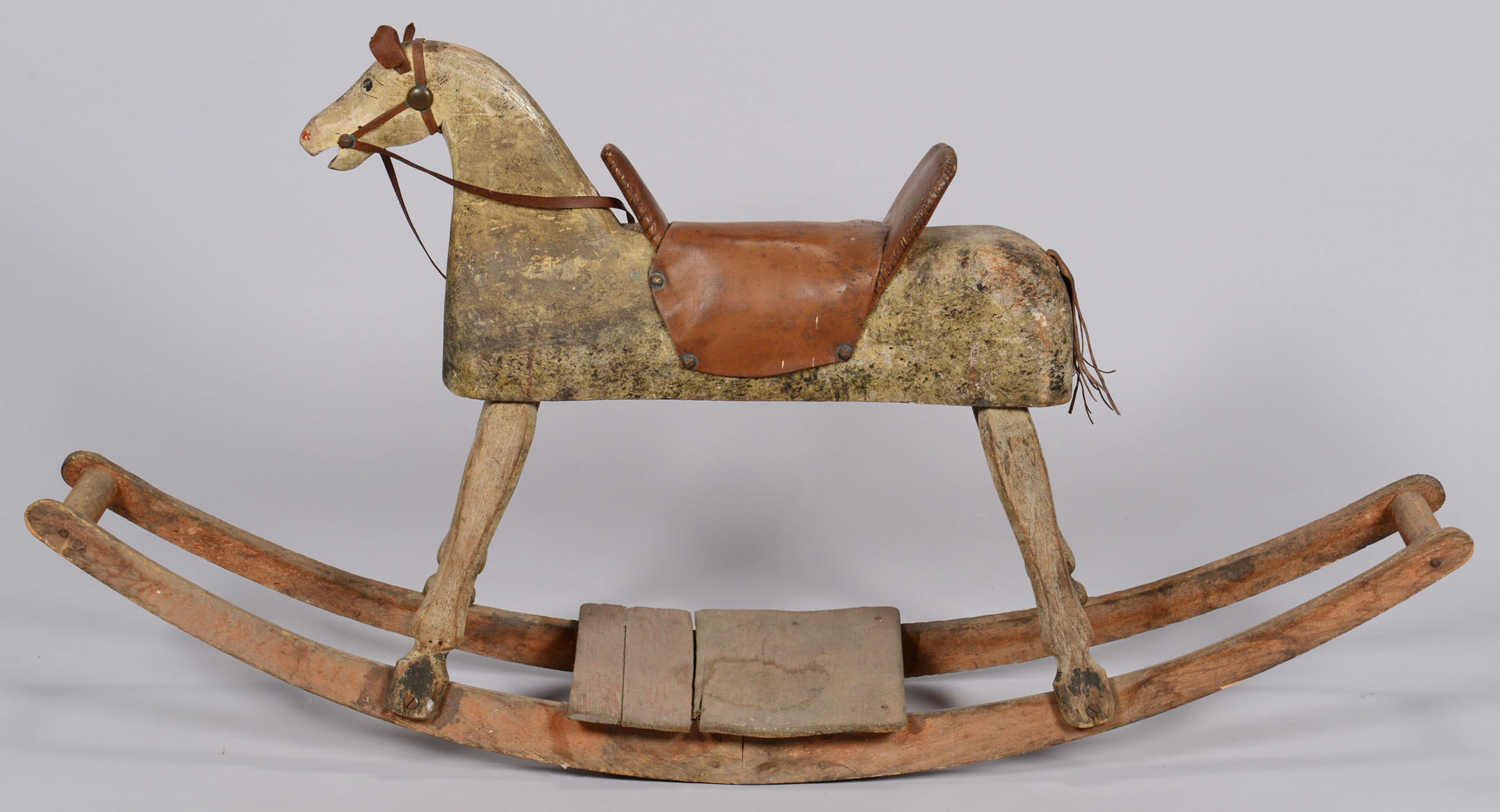 Lot 651: Painted wood rocking horse, late 19th c.