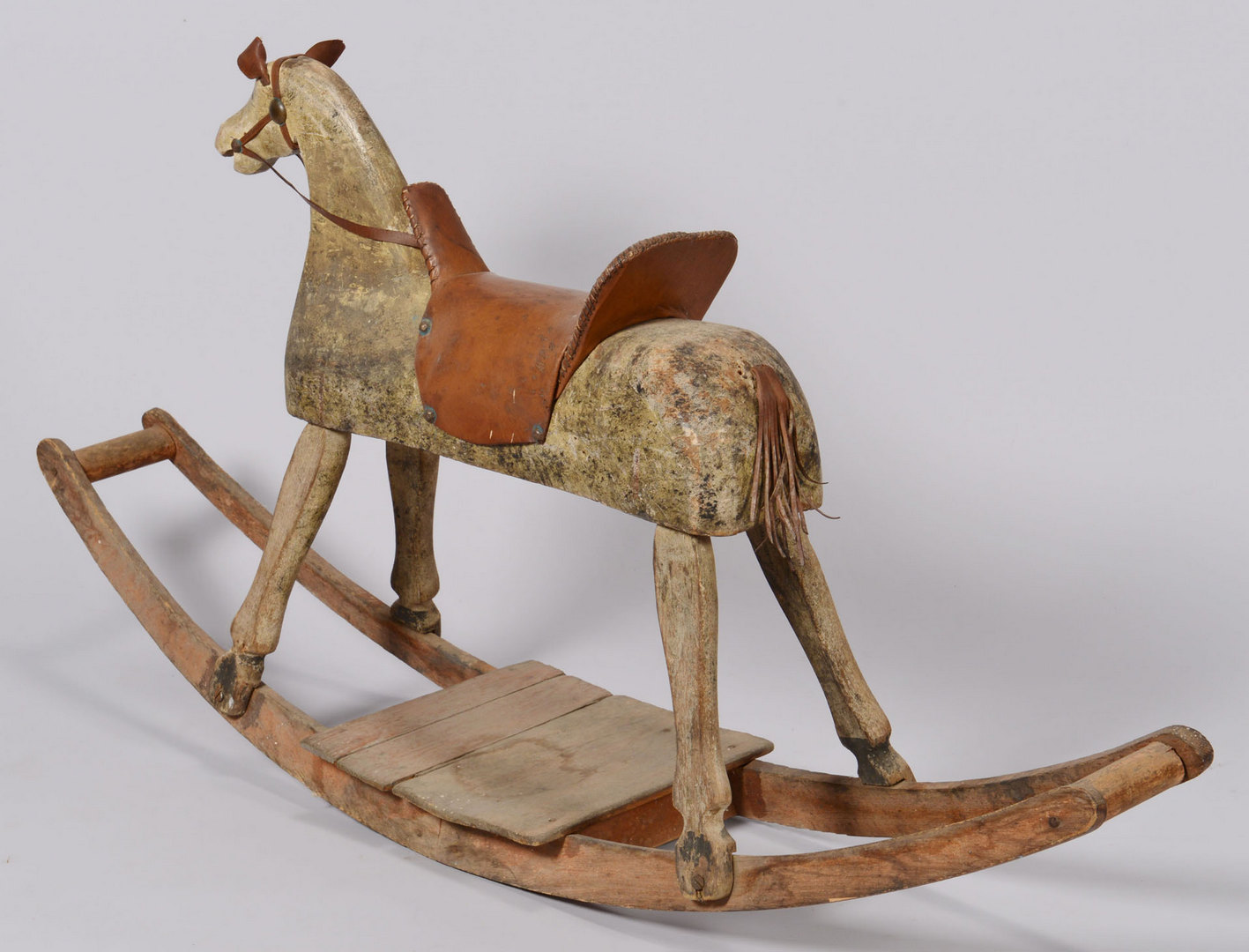 Lot 651: Painted wood rocking horse, late 19th c.