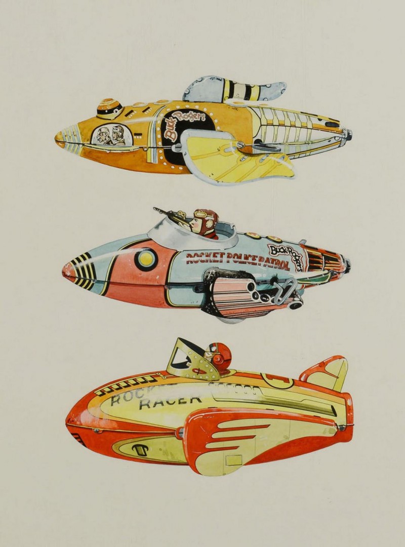 Lot 696: Seven Futuristic Works by James Caulfield