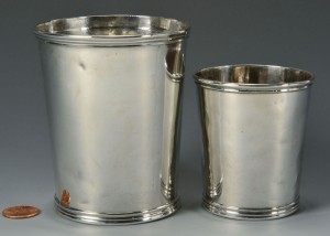Lot 77: 2 Coin Silver Beakers or Julep Cups