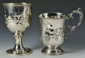 Lot 84: 2 Repousse Coin Silver Cups, Wemyss family