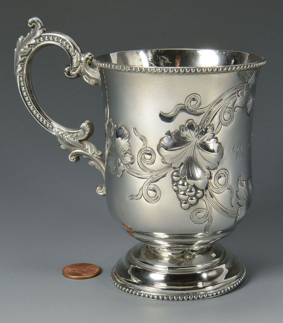 Lot 84: 2 Repousse Coin Silver Cups, Wemyss family