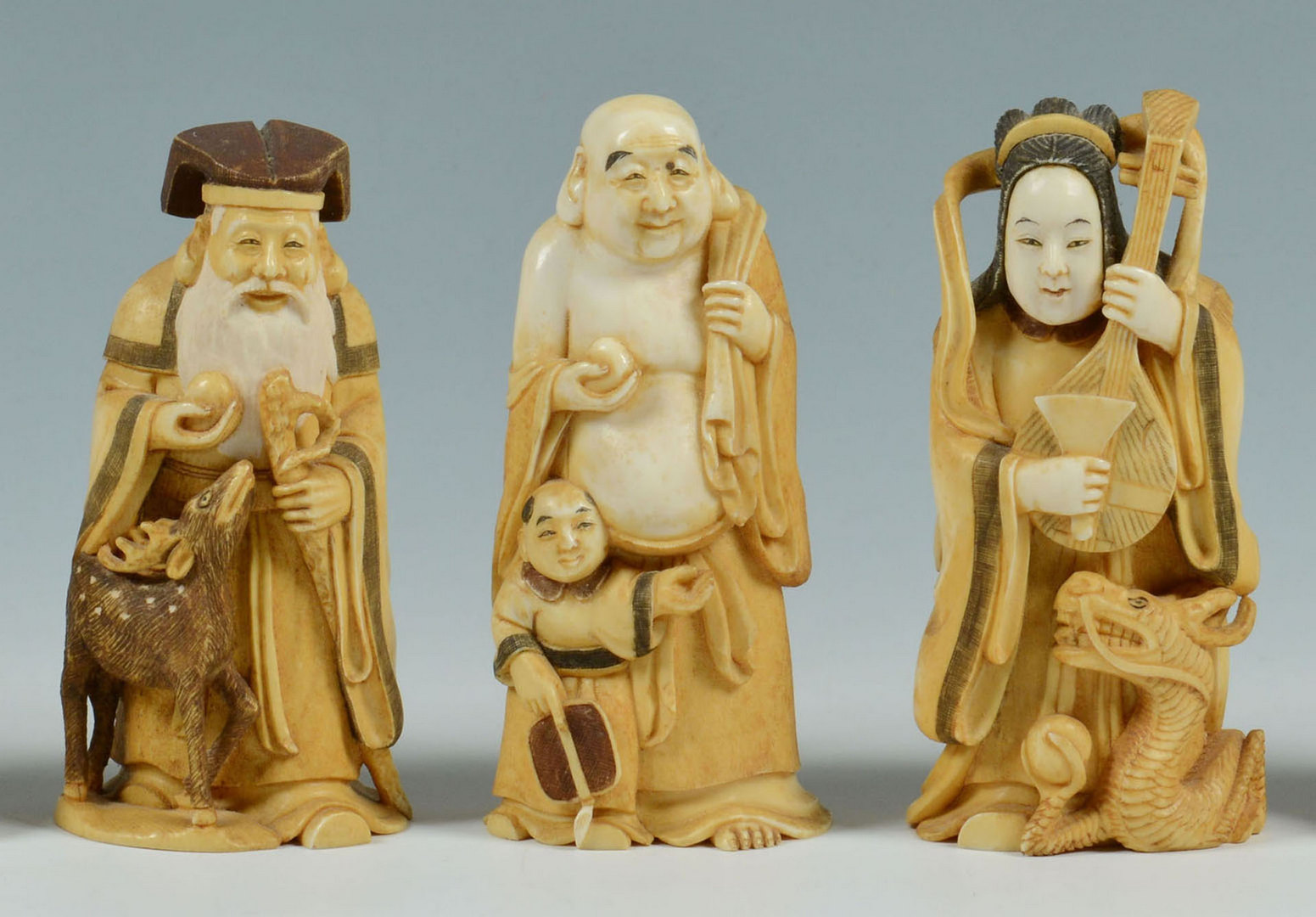 Lot 8: Set of Large Japanese Carved Ivory "7 Lucky Gods"