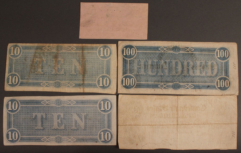 Lot 10: Confederate currency, 5 pcs, 7th issue