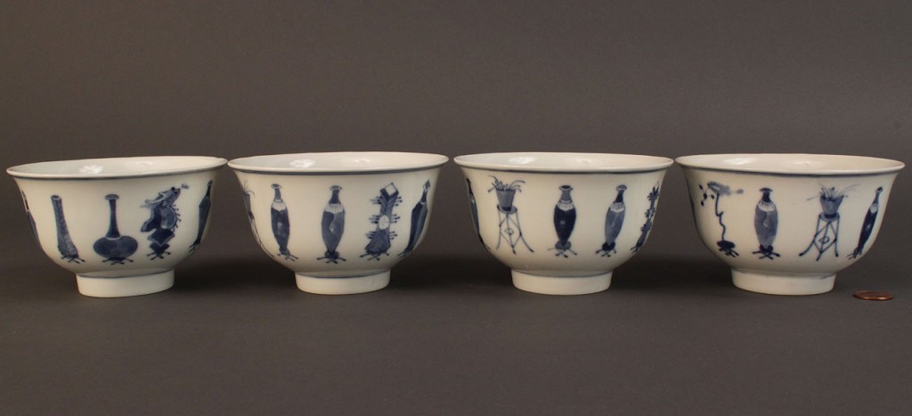 Lot 120: Lot of 4 Chinese blue & white bowls